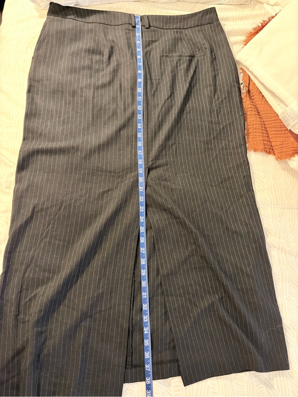 ASOS Charcoal Pinstripe Midi Skirt 14